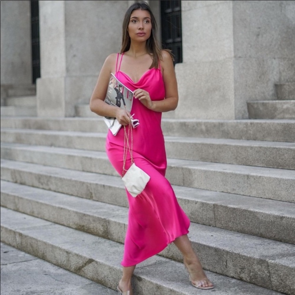 ZARA SATIN LINGERIE STYLE DRESS - Picture 5 of 13